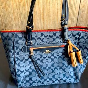 Coach Kleo denim carry all with strap